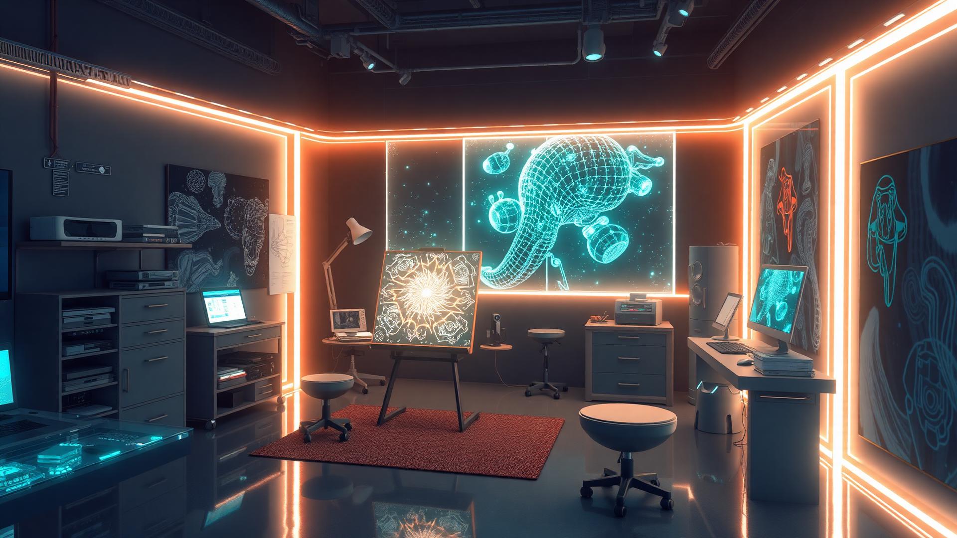 AI-generated artwork creation process and interface