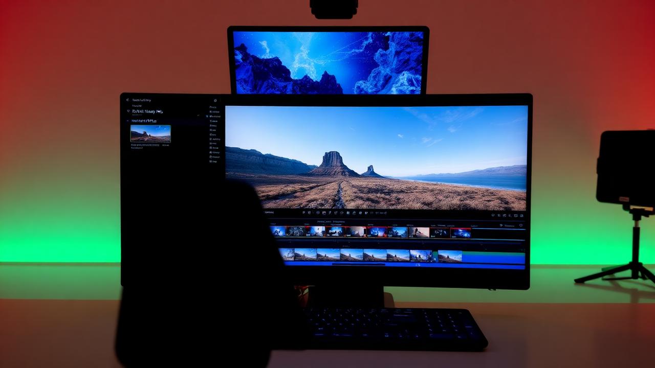 Professional using Runway ML to generate cinematic video content with AI timeline interface