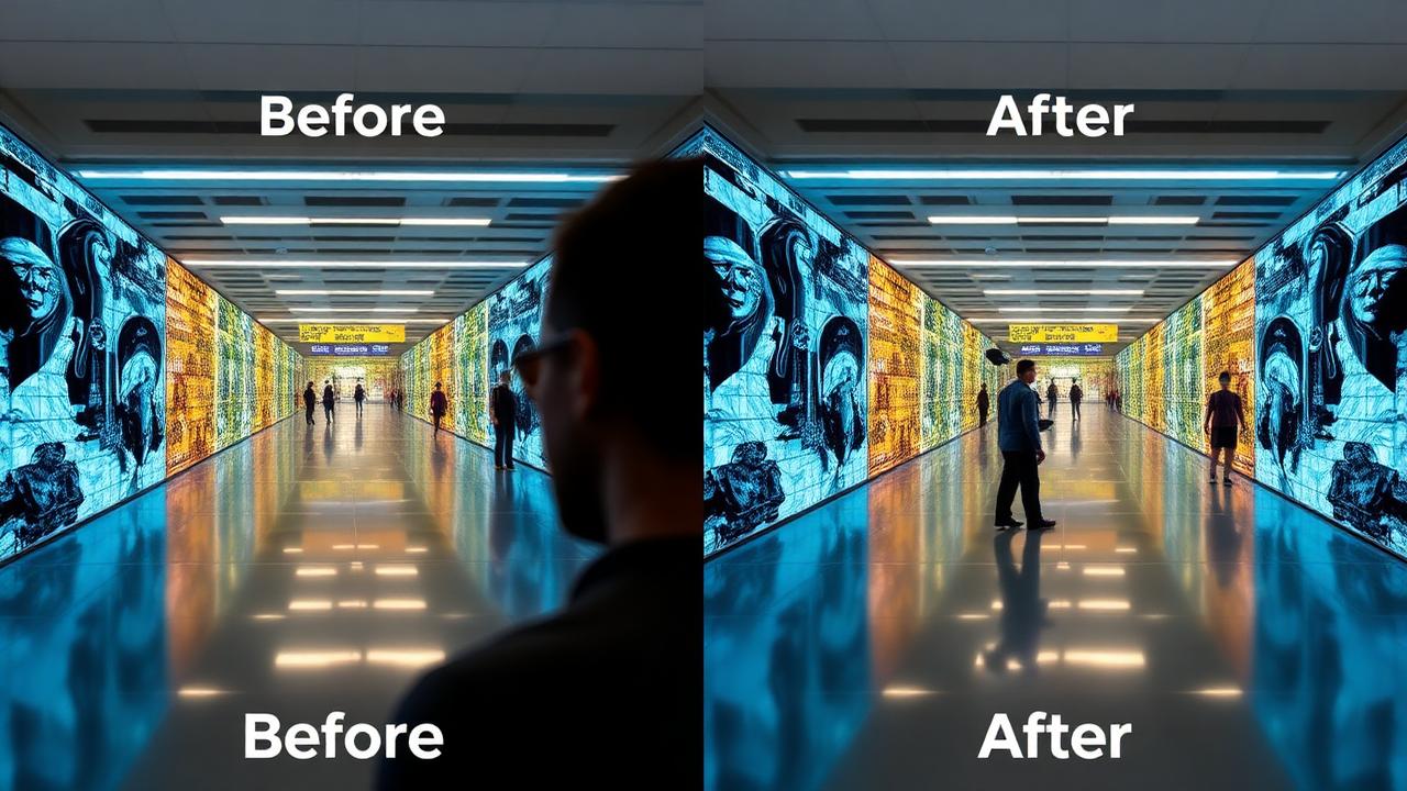 Before and after comparison showing AI-generated video quality versus traditional production